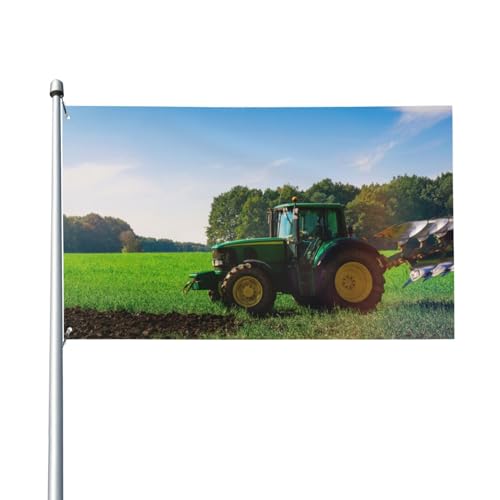 150 x 90 cm Traktorflagge mit Sonnenuntergang, Landwirtschaft, Bauernhofmaschine, zum Aufhängen, Dekoration, Hofbanner, Urlaub, Willkommensflaggen mit 2 Metallösen, für drinnen und draußen von Zhimahou