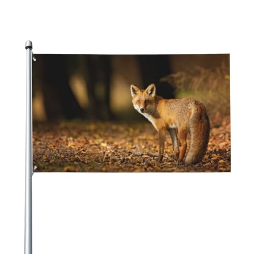 150 x 90 cm große rote Fuchs-Wildtier-Flagge für Haus, Rasen, hängende Dekoration, Hofbanner, Urlaub, Willkommensflaggen mit 2 Metallösen, für den Innen- und Außenbereich von Zhimahou
