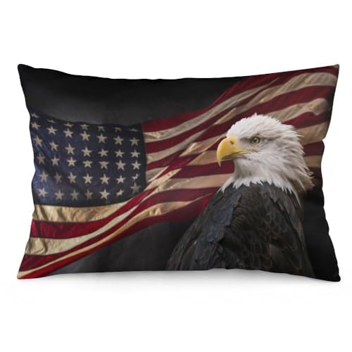 Zhimahou Kissenbezüge, USA-Adler-Symbol, amerikanische Flagge, Stuhlkissen, Sofakissen, Sitzkissenbezüge, Bett-Kissenbezüge, 50 x 35 cm Zhimahou Kissenbezüge, USA-Adler-Symbol, amerikanische Flagge, Stuhlkissen, Sofakissen, Sitzkissenbezüge, Bett-Kissenbezüge, 50 x 35 cm von Zhimahou