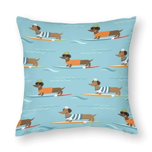 Zhimahou Kissenbezüge, lustige Dackel-Hunde, Surf-Wellen, Stuhlkissen, Sofakissen, Sitzkissen, Bett-Kissenbezug, 80 x 80 cm Zhimahou Kissenbezüge, lustige Dackel-Hunde, Surf-Wellen, Stuhlkissen, Sofakissen, Sitzkissen, Bett-Kissenbezug, 80 x 80 cm von Zhimahou