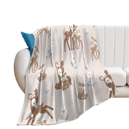 Zhimahou Überwurfdecke, 100 x 75 cm, niedlicher Vintage-Stil, Rehkitz, Mama, Hirsch, warm, gemütlich, Plüschdecke, Valentinstagsgeschenk Zhimahou Überwurfdecke, 100 x 75 cm, niedlicher Vintage-Stil, Rehkitz, Mama, Hirsch, warm, gemütlich, Plüschdecke, Valentinstagsgeschenk von Zhimahou