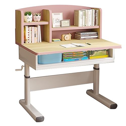 Kinder-Studientisch Aus Holz Höhenverstellbarer Studientisch Kinder-Studientisch Mit Manuellem Heben Kinder-Studientisch Mit Breitem Schreibtisch (Color : B, S : 80 * 55 * 124cm) von Zhirong