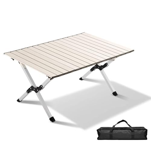 Multi-Größe Aluminium-Legierung Portable Picknick-Tabelle Mit Einfachen Tragetasche Leichtgewicht Rolltisch Für Outdoor-Kochen, Strand, Picknick (Color : A, S : 90 * 60 * 43cm) von Zhirong