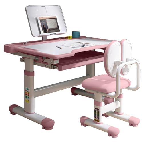 Multifunktions-Schreibtischstuhl-Set Für Kinder Mit Neigbarem Schreibtisch, Höhenverstellbarer Lerntisch Mit Schublade, Schreibtisch- Und Stuhl-Set (Color : B, S : 70 * 50CM) von Zhirong