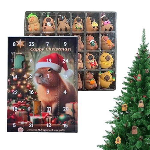 Adventskalender 2025 Mit 24 Stück Miniaturpuppe Weihnachts Countdown Kalender, Cute 3D Capybara Figurines Weihnachtskalender Für Kinder Mädchen Familie von Zhliuqo