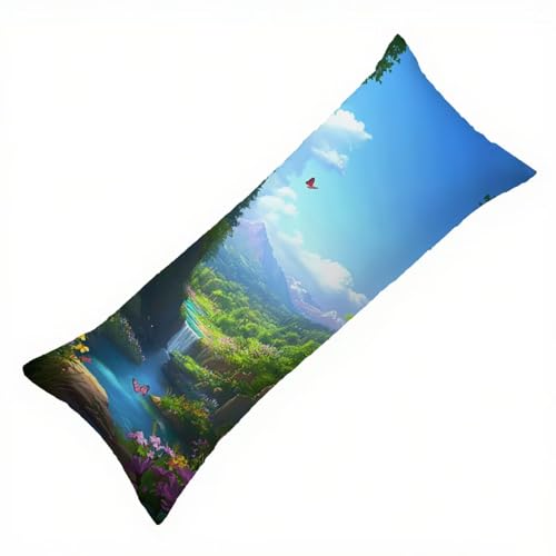Blau Seitenschläferkissen Bezug 40 x 145 cm Landschaft Seitenschläferkissen mit Unsichtbarem Reißverschluss, Doppelseitig Drucken Leinen Atmungsaktiv und Weich Kopfkissenbezug, und Waschbar Q-6422 Blau Seitenschläferkissen Bezug 40 x 145 cm Landschaft Seitenschläferkissen mit Unsichtbarem Reißverschluss, Doppelseitig Drucken Leinen Atmungsaktiv und Weich Kopfkissenbezug, und Waschbar Q-6422 von Zhlpjecc