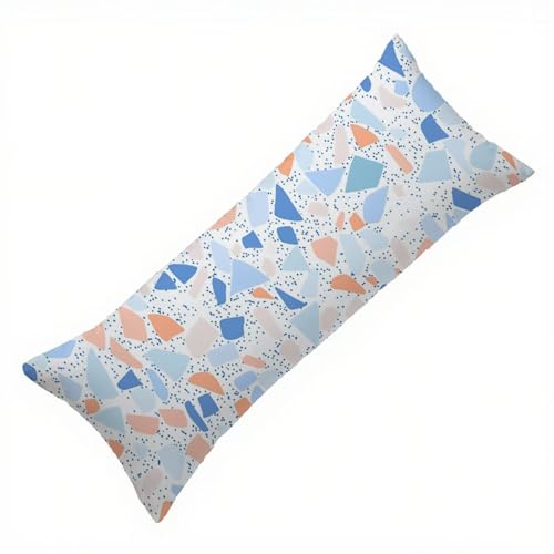 Geometrie Seitenschläferkissen Bezug 40 x 145 cm Blau Seitenschläferkissen mit Unsichtbarem Reißverschluss, Doppelseitig Drucken Leinen Atmungsaktiv und Weich Kopfkissenbezug, und Waschbar Q-6444 von Zhlpjecc