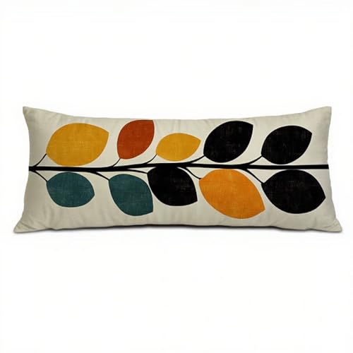 Herbst Seitenschläferkissen Bezug 40 x 120 cm Blätter Seitenschläferkissen mit Unsichtbarem Reißverschluss, Doppelseitig Drucken Samt Atmungsaktiv und Weich Kopfkissenbezug, und Waschbar Q-5338 von Zhlpjecc