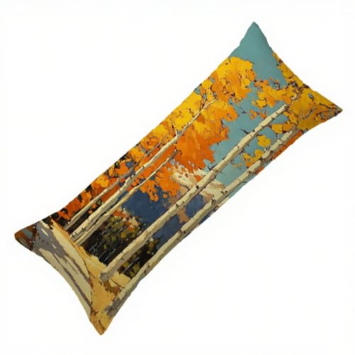 Herbst Seitenschläferkissen Bezug 40 x 120 cm Landschaft Seitenschläferkissen mit Unsichtbarem Reißverschluss, Doppelseitig Drucken Samt Atmungsaktiv und Weich Kopfkissenbezug, und Waschbar Q-9012 Herbst Seitenschläferkissen Bezug 40 x 120 cm Landschaft Seitenschläferkissen mit Unsichtbarem Reißverschluss, Doppelseitig Drucken Samt Atmungsaktiv und Weich Kopfkissenbezug, und Waschbar Q-9012 von Zhlpjecc