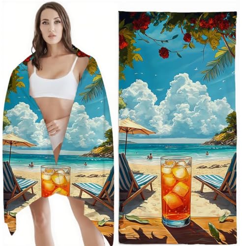 Mikrofaser Strandtuch 70x140 cm Mikrofaser Handtuch Sommer Sandbeständig, Schnell Trocknend, Ultra-Absorbierend Badetuch, Ideal für Urlaub, Reise, Strand, Sauna, mit Aufbewahrungstasch Strand Z-6326 von Zhlpjecc