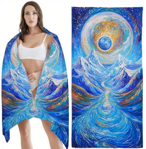 Mikrofaser Strandtuch 90x200 cm Mikrofaser Handtuch Ozean Kompaktes Sandbeständig, Schnell Trocknend, Ultra-Absorbierend Badetuch, für Urlaub, Reise, Strand, Sauna, mit Aufbewahrungstasch Berg Z-6356 von Zhlpjecc