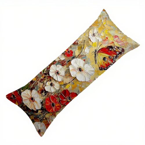Seitenschläferkissen Bezug 50 x 150, Blume Kissenbezug 50x150 Seitenschläferkissen, Samt Verbessern Sie Schlafqualität Schwangerschaftskissen Abstrakt Drucken für Schlafzimmer Deko Wohnzimmer Q-6209 von Zhlpjecc