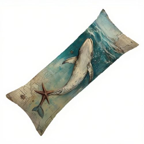 Seitenschläferkissen Bezug Grün Kissenbezug 50 x 150 Schwangerschaftskissen Hai, Leinen Weich Seitenschläferkissen Body Pillow, für Deko Wohnzimmer Sofa Kopfkissenbezug, Geschenke für Fraue Q-6533 von Zhlpjecc