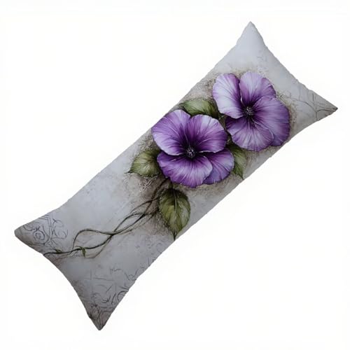 Seitenschläferkissen Bezug Lila Kissenbezug 50 x 150 Schwangerschaftskissen Blume, Leinen Weich Seitenschläferkissen Body Pillow, für Deko Wohnzimmer Sofa Kopfkissenbezug, Geschenke für Fraue Q-6467 Seitenschläferkissen Bezug Lila Kissenbezug 50 x 150 Schwangerschaftskissen Blume, Leinen Weich Seitenschläferkissen Body Pillow, für Deko Wohnzimmer Sofa Kopfkissenbezug, Geschenke für Fraue Q-6467 von Zhlpjecc
