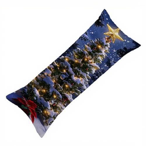 Seitenschläferkissen Bezug Weihnachten Kissenbezug 40 x 145 Schwangerschaftskissen Baum, Samt Weich Seitenschläferkissen Body Pillow, Deko Wohnzimmer Sofa Kopfkissenbezug, Geschenke für Fraue Q-6197 von Zhlpjecc