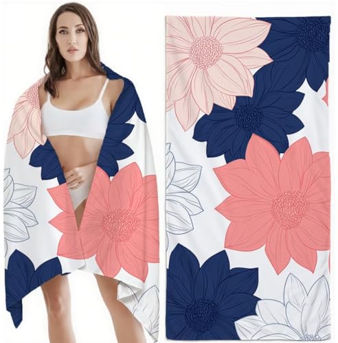 Strandtuch XXL Mikrofaser Handtuch, Schnelltrocknend Badetuch Blau Mikrofaser Stranddecke Sandfrei, für Damen Herren Reise Urlaub Schwimmen Strand Zubehör, Sport Saunahandtuch 75x150 cm, Rosa Z-6171 von Zhlpjecc