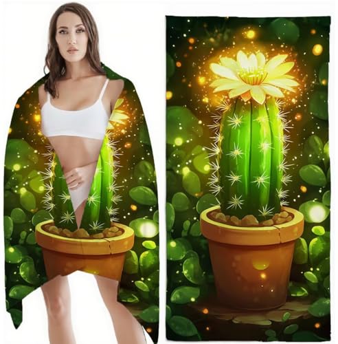 Strandtuch XXL Mikrofaser Handtuch, Schnelltrocknend Badetuch Grün Mikrofaser Stranddecke Sandfrei, für Damen Herren Reise Urlaub Schwimmen Strand Zubehör, Sport Saunahandtuch 80x180 cm, Kaktus Z-6221 Strandtuch XXL Mikrofaser Handtuch, Schnelltrocknend Badetuch Grün Mikrofaser Stranddecke Sandfrei, für Damen Herren Reise Urlaub Schwimmen Strand Zubehör, Sport Saunahandtuch 80x180 cm, Kaktus Z-6221 von Zhlpjecc