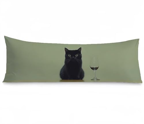 Kissenbezug 30 x 90 Seitenschläferkissen Bezug Schwarz Kissenbezug Katze Kissen seitenschläfer Samt Verbessern Sie Schlafqualität Pillow Case, Doppelseitig Drucken für Sofa Deko Schlafzimmer, Model987 von Zhngshlg