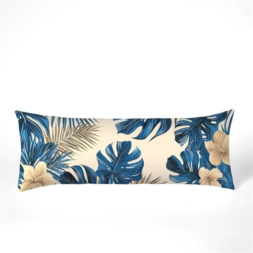 Kissenbezug 30x90 Seitenschläferkissen Bezug Blatt Kissenbezug Blau Kissen seitenschläfer Samt Verbessern Sie Schlafqualität Pillow Case, Doppelseitig Drucken für Sofa Wohnzimmer Schlafzimmer,Model447 von Zhngshlg