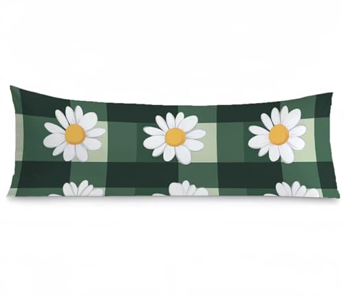 Kissenbezug 40 x 120 Seitenschläferkissen Bezug Gitter Kissenbezug Gänseblümchen Kissen seitenschläfer Leinen Verbessern Sie Schlafqualität Pillow Case für Sofa Wohnzimmer Deko Schlafzimmer, Model990 von Zhngshlg