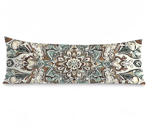 Kissenbezug 50 x 150 Seitenschläferkissen Bezug Böhmen Kissenbezug Blume Kissen seitenschläfer Leinen Verbessern Sie Schlafqualität Pillow Case Doppelseitig Drucken für Sofa Deko Schlafzimmer,Model330 von Zhngshlg