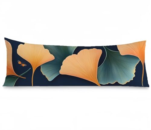 Kissenbezug 50 x 150 Seitenschläferkissen Bezug Einfach Kissenbezug Ginkgoblätter Kissen seitenschläfer Leinen Verbessern Sie Schlafqualität Pillow Case für Sofa Wohnzimmer Deko Schlafzimmer, Model606 von Zhngshlg