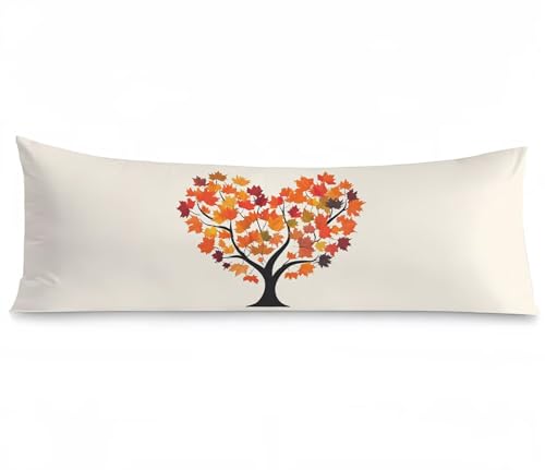 Kissenbezug 50 x 150 Seitenschläferkissen Bezug Herbst Kissenbezug Baum Kissen seitenschläfer Leinen Verbessern Sie Schlafqualität Pillow Case, Doppelseitig Drucken für Sofa Deko Schlafzimmer,Model693 von Zhngshlg