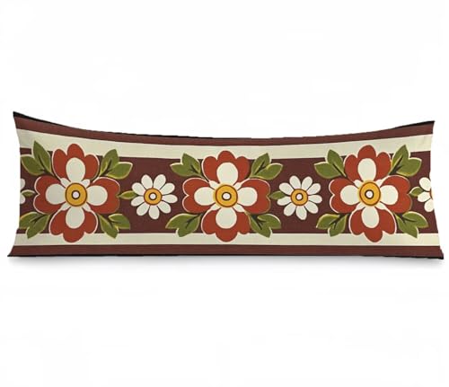 Kissenbezug 50 x 150 Seitenschläferkissen Bezug Streifen Kissenbezug Blume Kissen seitenschläfer Samt Verbessern Sie Schlafqualität Pillow Case Doppelseitig Drucken für Sofa Deko Schlafzimmer,Model348 von Zhngshlg