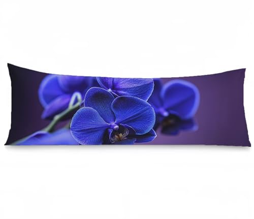 Kissenbezug 60 x 180 Seitenschläferkissen Bezug Lila Kissenbezug Blume Kissen seitenschläfer Samt Verbessern Sie Schlafqualität Pillow Case, Doppelseitig Drucken für Sofa Deko Schlafzimmer, Model609 von Zhngshlg