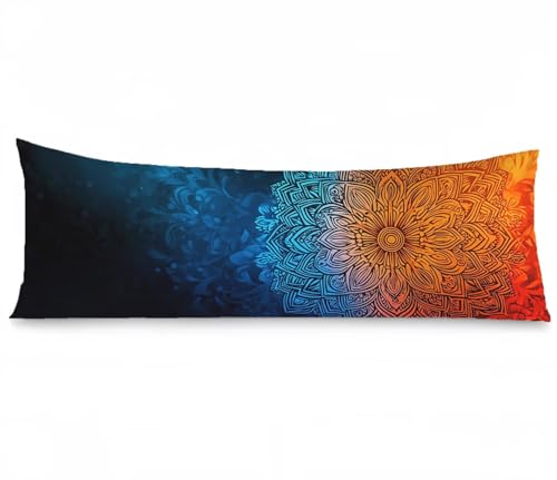 Kissenbezug 60 x 180 Seitenschläferkissen Bezug Mandala Kissenbezug Blume Kissen seitenschläfer Leinen Verbessern Sie Schlafqualität Pillow Case, Doppelseitig Drucken für Sofa Schlafzimmer, Model369 von Zhngshlg