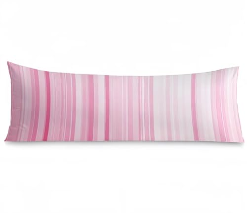 Kissenbezug 60 x 180 Seitenschläferkissen Bezug Rosa Kissenbezug Streifen Kissen seitenschläfer Samt Verbessern Sie Schlafqualität Pillow Case, Doppelseitig Drucken für Sofa Deko Schlafzimmer,Model378 von Zhngshlg