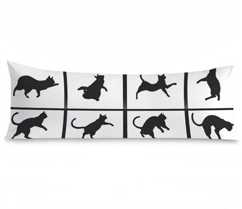 Kissenbezug 60 x 180 Seitenschläferkissen Bezug Weiß Kissenbezug Katze Kissen seitenschläfer Samt Verbessern Sie Schlafqualität Pillow Case, Doppelseitig Drucken für Sofa Deko Schlafzimmer, Model996 von Zhngshlg