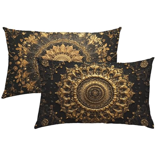 Kissenbezug Mandala 2er Set Outdoor Kissen Schwarz 30x50 Sofakissen wasserdichte Samt Doppelseitiger Gedruckte mit Verstecktem Reißverschluss für Modern Deko Wohnzimmer, Geschenke für Frauen, Model48 Kissenbezug Mandala 2er Set Outdoor Kissen Schwarz 30x50 Sofakissen wasserdichte Samt Doppelseitiger Gedruckte mit Verstecktem Reißverschluss für Modern Deko Wohnzimmer, Geschenke für Frauen, Model48 von Zhngshlg
