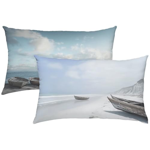 Kissenbezug Nordeuropa 2er Set Outdoor Kissen Einfachheit 60x80 Sofakissen wasserdichte Samt Zierkissen Doppelseitiger Gedruckte mit Verstecktem Reißverschluss für Modern Deko Wohnzimmer, Model630 von Zhngshlg