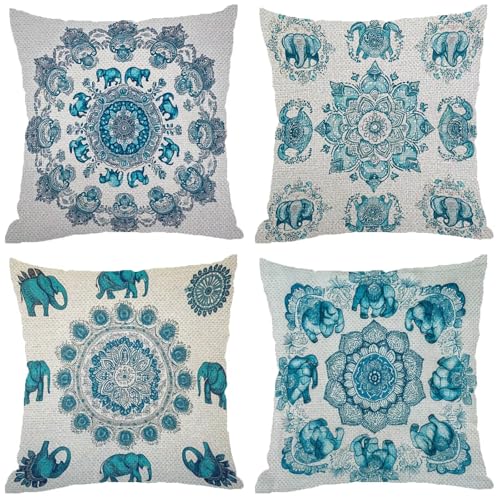 Outdoor Kissen Abstrakt Muster Design, Wasserdichter Kissenbezug 80x80 Blau, 4er Set Outdoor Kissen Wetterfest Leinen Kissenbezüge Unsichtbarem Reißverschluss für Balkon Deko Sommer Geschenke Z-682 Outdoor Kissen Abstrakt Muster Design, Wasserdichter Kissenbezug 80x80 Blau, 4er Set Outdoor Kissen Wetterfest Leinen Kissenbezüge Unsichtbarem Reißverschluss für Balkon Deko Sommer Geschenke Z-682 von Zhngshlg