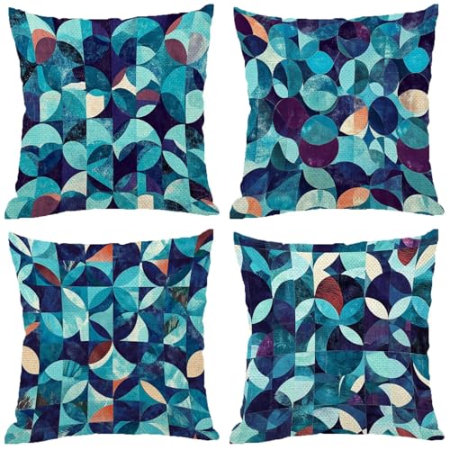 Outdoor Kissen BöHmen Muster Design, Wasserdichter Kissenbezug 80x80 Blau, 4er Set Outdoor Kissen Wetterfest Leinen Kissenbezüge mit Unsichtbarem Reißverschluss für Balkon Deko Sommer Geschenke Z-676 Outdoor Kissen BöHmen Muster Design, Wasserdichter Kissenbezug 80x80 Blau, 4er Set Outdoor Kissen Wetterfest Leinen Kissenbezüge mit Unsichtbarem Reißverschluss für Balkon Deko Sommer Geschenke Z-676 von Zhngshlg