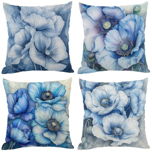Outdoor Kissen FrüHling Muster Design, Wasserdichter Kissenbezug 70x70 Blau, 4er Set Outdoor Kissen Wetterfest Leinen Kissenbezüge Unsichtbarem Reißverschluss für Balkon Deko Sommer Geschenke Z-683 Outdoor Kissen FrüHling Muster Design, Wasserdichter Kissenbezug 70x70 Blau, 4er Set Outdoor Kissen Wetterfest Leinen Kissenbezüge Unsichtbarem Reißverschluss für Balkon Deko Sommer Geschenke Z-683 von Zhngshlg