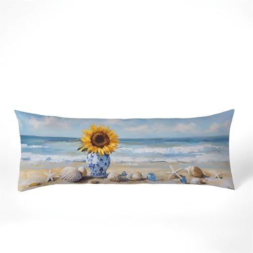 Seitenschläferkissen Bezug 30 x 90, Nordeuropa Kissenbezug 30x90 kissen seitenschläfer Sonnenblume Muster Samt Verbessern Sie Schlafqualität Pillow Case für Sofa Wohnzimmer Schlafzimmer, Model445 von Zhngshlg