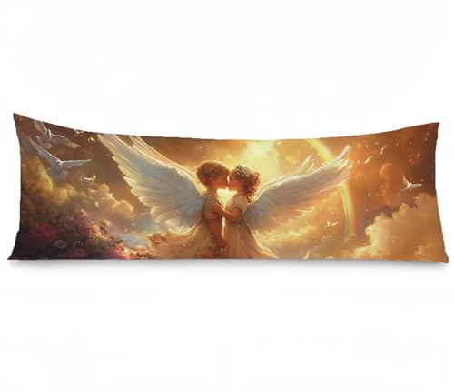 Seitenschläferkissen Bezug 40 x 120, Engel Kissenbezug 40x120 kissen seitenschläfer Flügel Muster Samt Verbessern Sie Schlafqualität Pillow Case, Doppelseitig Drucken für Sofa Schlafzimmer, Model574 von Zhngshlg