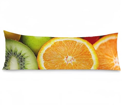 Seitenschläferkissen Bezug 40 x 120, Orange Kissenbezug 40x120 Kissen seitenschläfer Obst Muster Leinen Verbessern Sie Schlafqualität Pillow Case, Doppelseitig Drucken für Sofa Schlafzimmer, Model391 von Zhngshlg