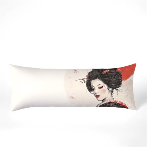 Seitenschläferkissen Bezug 40 x 145, Japan Kissenbezug 40x145 Kissen seitenschläfer Frau Muster Samt Verbessern Sie Schlafqualität Pillow Case, Doppelseitig Drucken für Sofa Schlafzimmer, Model1141 von Zhngshlg