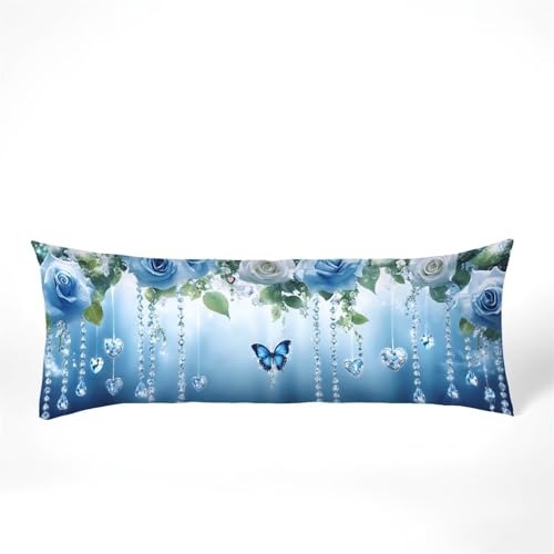 Seitenschläferkissen Bezug 50 x 150, Blumen Kissenbezug 50x150 Kissen seitenschläfer Schmetterling Muster Samt Verbessern Sie Schlafqualität Pillow Case für Sofa Wohnzimmer Schlafzimmer, Model457 von Zhngshlg