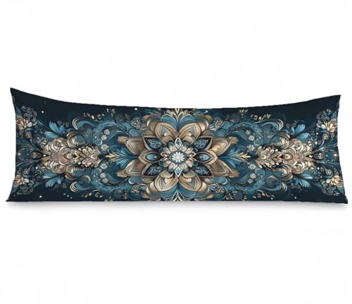 Seitenschläferkissen Bezug 50 x 150, Böhmen Kissenbezug 50x150 Kissen seitenschläfer Blumen Muster Samt Verbessern Sie Schlafqualität Pillow Case, Doppelseitig Drucken für Sofa Schlafzimmer, Model361 von Zhngshlg