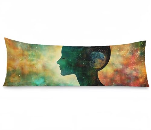 Seitenschläferkissen Bezug 50 x 150, Einfach Kissenbezug 50x150 kissen seitenschläfer Frau Muster Leinen Verbessern Sie Schlafqualität Pillow Case, Doppelseitig Drucken für Sofa Schlafzimmer, Model334 von Zhngshlg