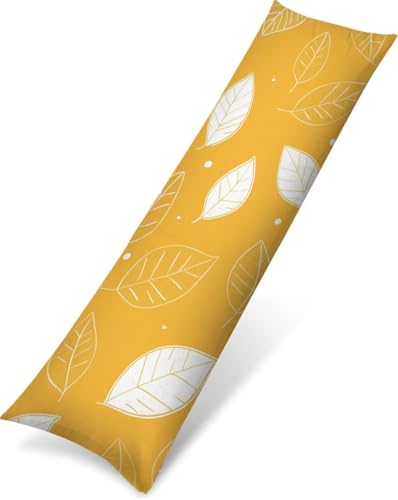 Seitenschläferkissen Bezug 50 x 150, Gelb Kissenbezug 50x150 Kissen seitenschläfer Blätter Muster Samt Verbessern Sie Schlafqualität Pillow Case, Doppelseitig Drucken für Sofa Schlafzimmer, Model1786 von Zhngshlg