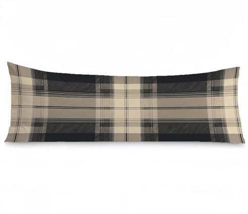 Seitenschläferkissen Bezug 50 x 150, Grau Kissenbezug 50x150 kissen seitenschläfer Gitter Muster Samt Verbessern Sie Schlafqualität Pillow Case, Doppelseitig Drucken für Sofa Schlafzimmer, Model355 von Zhngshlg