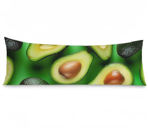 Seitenschläferkissen Bezug 50 x 150, Grün Kissenbezug 50x150 kissen seitenschläfer Avocado Muster Samt Verbessern Sie Schlafqualität Pillow Case, Doppelseitig Drucken für Sofa Schlafzimmer, Model400 von Zhngshlg