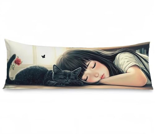 Seitenschläferkissen Bezug 50 x 150, Katze Kissenbezug 50x150 kissen seitenschläfer Mädchen Muster Samt Verbessern Sie Schlafqualität Pillow Case, Doppelseitig Drucken für Sofa Schlafzimmer, Model724 Seitenschläferkissen Bezug 50 x 150, Katze Kissenbezug 50x150 kissen seitenschläfer Mädchen Muster Samt Verbessern Sie Schlafqualität Pillow Case, Doppelseitig Drucken für Sofa Schlafzimmer, Model724 von Zhngshlg