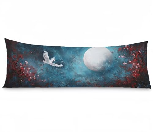 Seitenschläferkissen Bezug 50 x 150, Retro Kissenbezug 50x150 Kissen seitenschläfer Mond Muster Leinen Verbessern Sie Schlafqualität Pillow Case, Doppelseitig Drucken für Sofa Schlafzimmer, Model358 von Zhngshlg