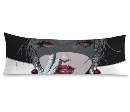 Seitenschläferkissen Bezug 50 x 150, Schwarz Kissenbezug 50x150 kissen seitenschläfer Frau Muster Leinen Verbessern Sie Schlafqualität Pillow Case, Doppelseitig Drucken für Sofa Schlafzimmer, Model337 von Zhngshlg